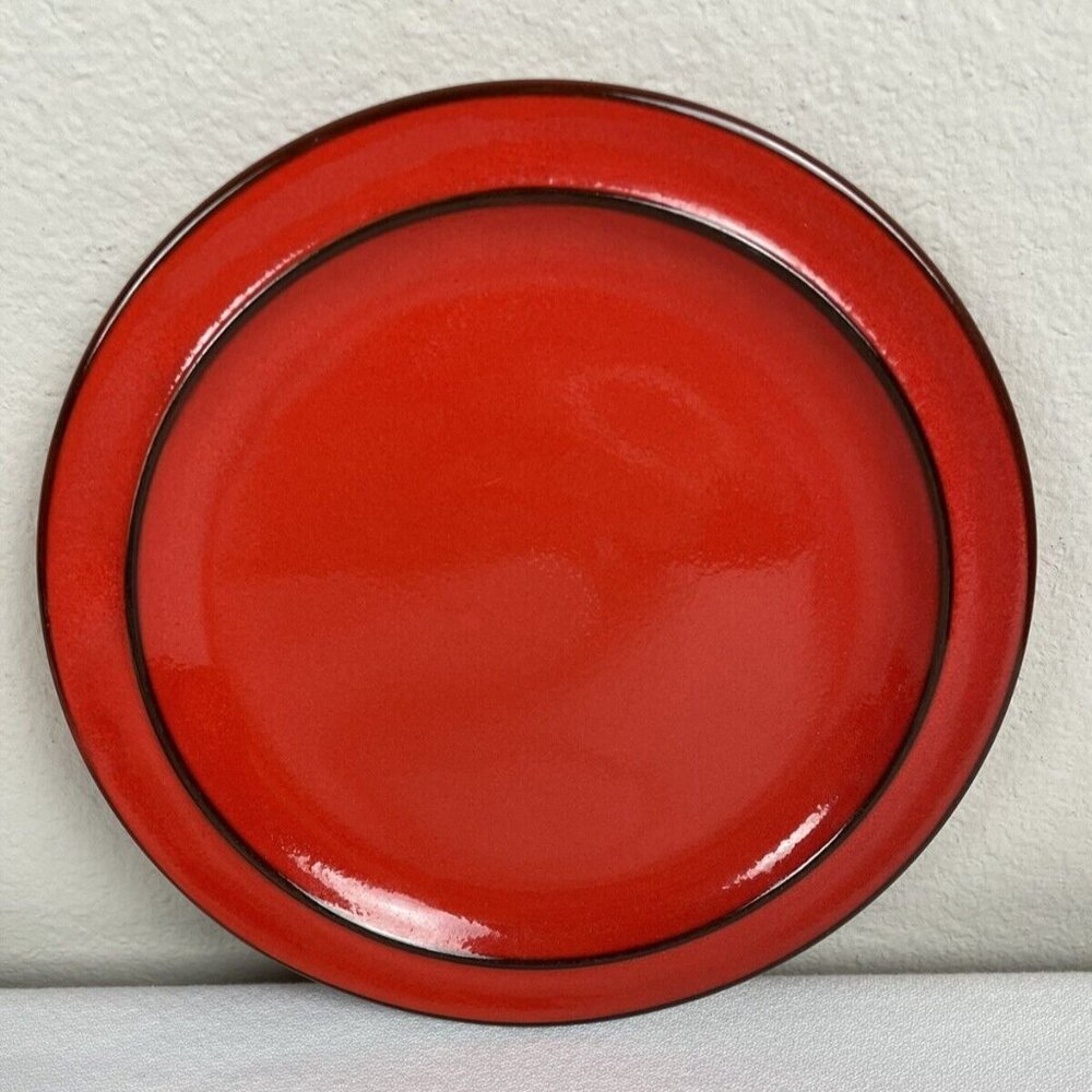 Thomas Flammfest Flame Red 8" Salad Plate Black Accent Made In Germany Mid-Centu
